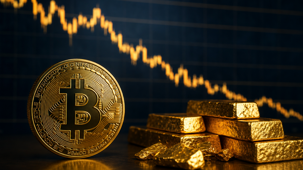 Bitcoin 76 % pod dlouhodobým trendem vůči zlatu: Analytik Livingston cílí na 256 000 dolarů